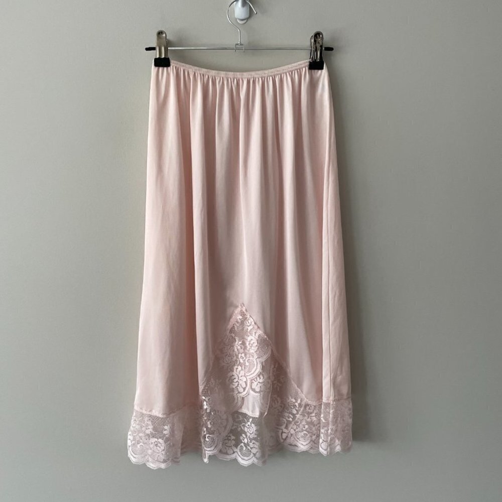 Vintage Smart Pull On High Rise Slip Skirt Pink Womens XS - Picture 5 of 7
